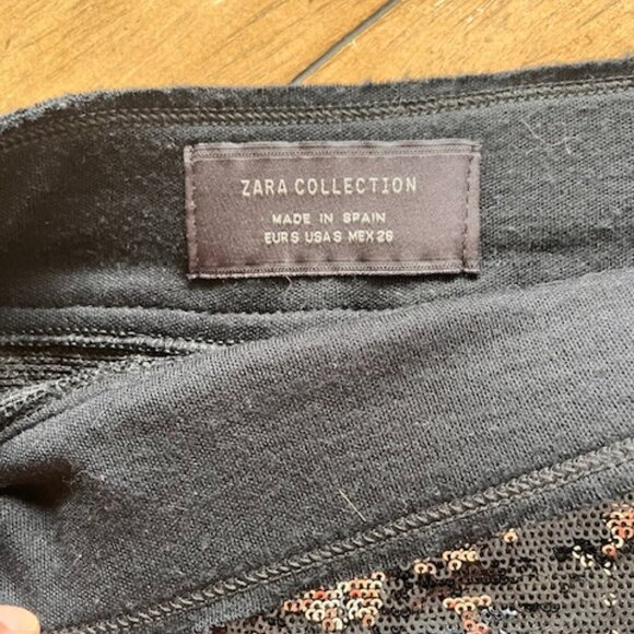 Zara Vintage Sequin Skirt Party/Cocktail Black/Silver Sequins, Size S - Picture 4 of 7